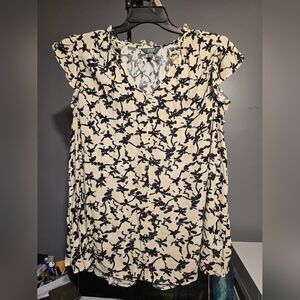 Plus Size Flutter Sleeve Floral Print Women's Blouse